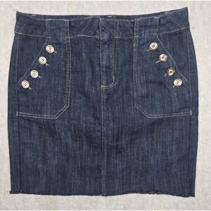 One 5 One Denim Skirt‎ With Raw Hem Dark Wash Jean Size Medium